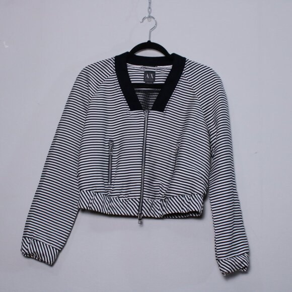 Armani Exchange Black & White Striped Bomber XS - Picture 15 of 16